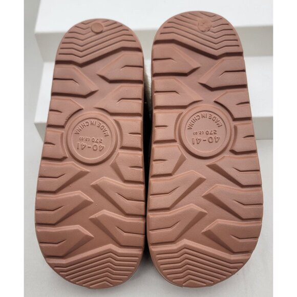 Zulemei Slippers House Shoes Cozy Brown White Faux Fur Rubber Sole Womens 9 New - Picture 6 of 7